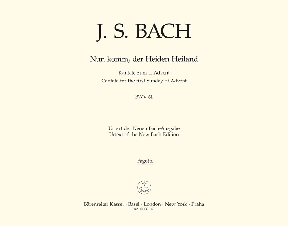 Nun komm, der Heiden Heiland, BWV.61 (Bassoon)