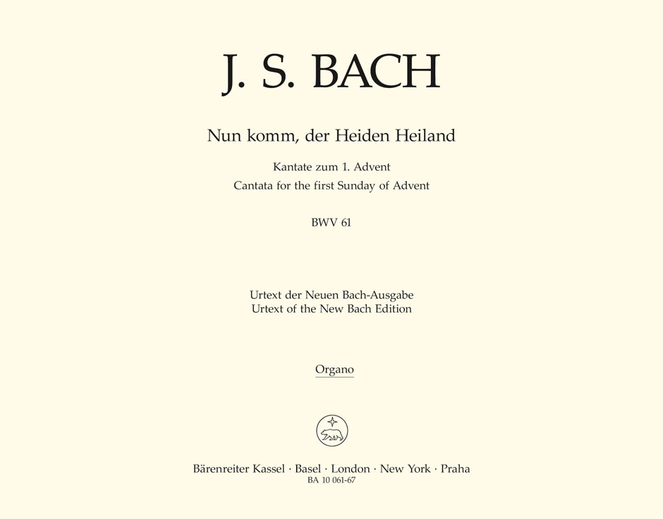 Nun komm, der Heiden Heiland, BWV.61 (Organ)