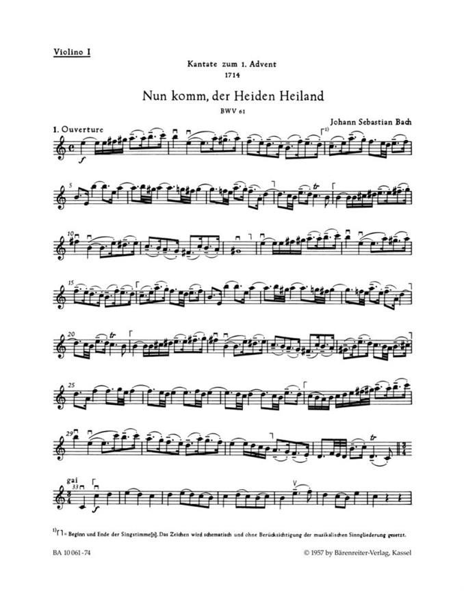 Nun komm, der Heiden Heiland, BWV.61 (Violin 1)