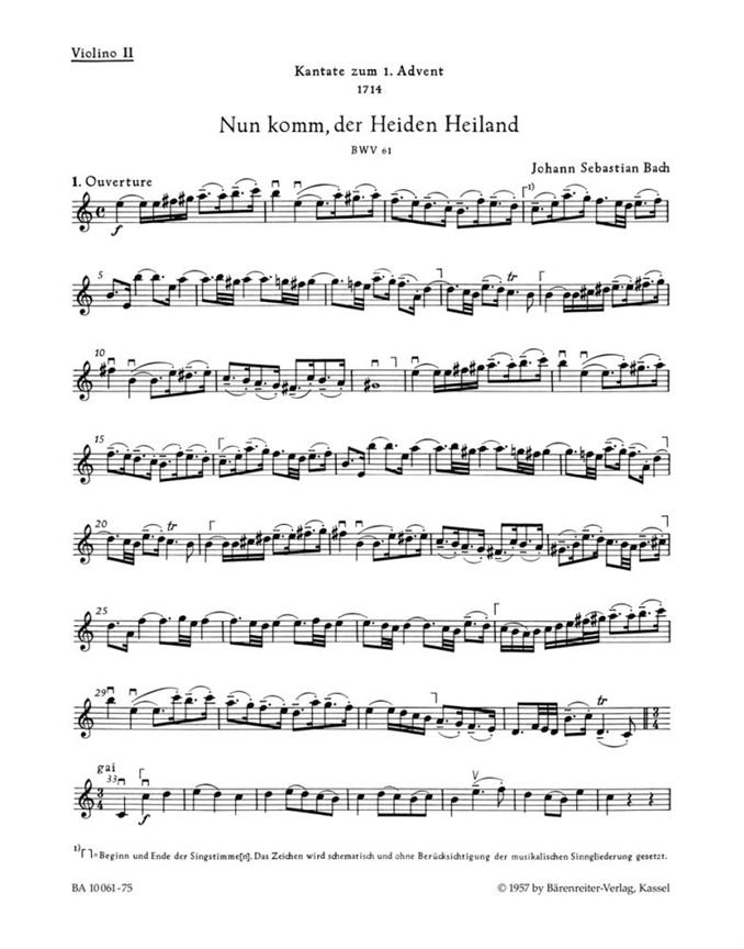 Nun komm, der Heiden Heiland, BWV.61 (Violin 2)