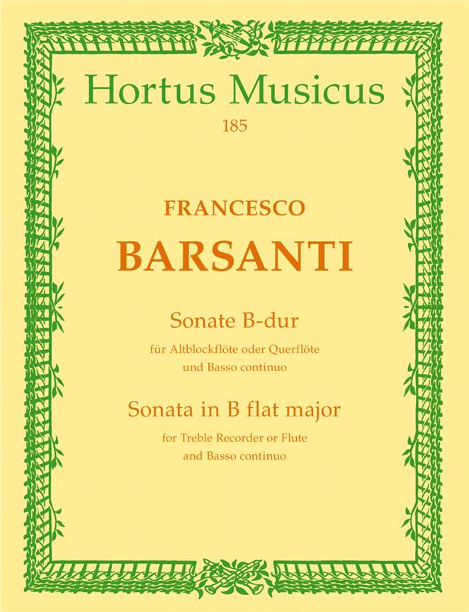 Sonate für Altblockflöte (Flöte) und Basso continuo B-Dur, Op.1/6 (Score & parts)