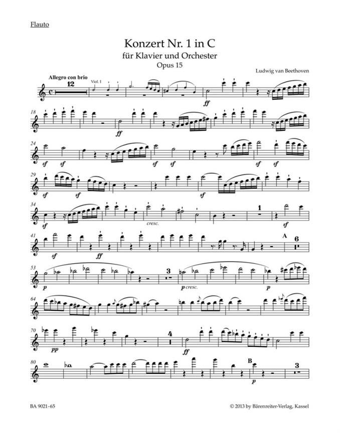 Concerto for Pianoforte and Orchestra No.1 C major, Op.15 (Wind parts, Urtext edition)