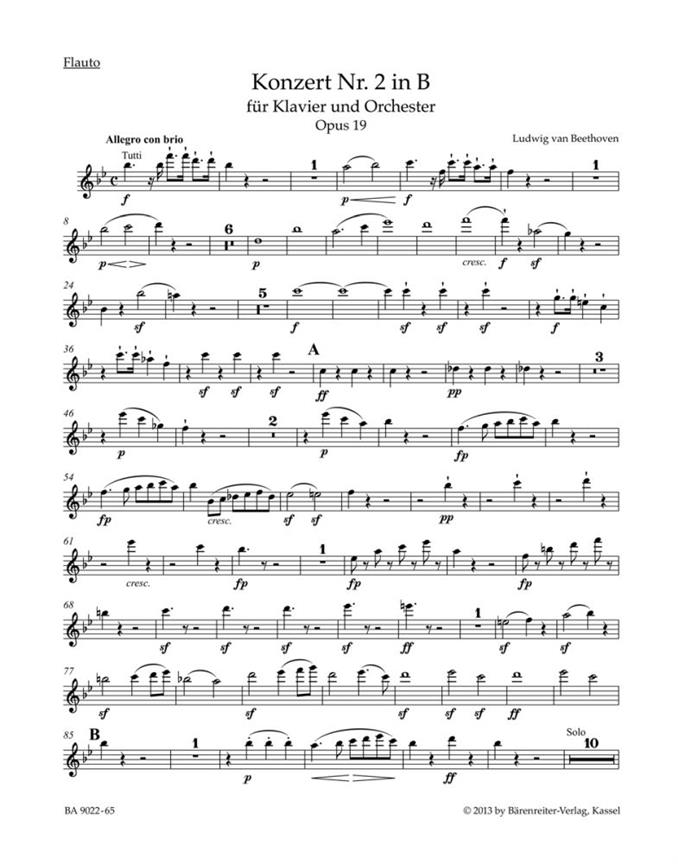 Concerto for Pianoforte and Orchestra No.2 B-flat major, Op.19 (Wind parts, Urtext edition)