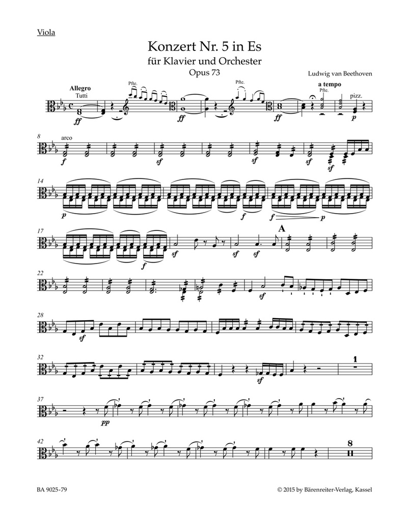 Concerto for Pianoforte and Orchestra No.5 E-flat major, Op.73 (Viola)