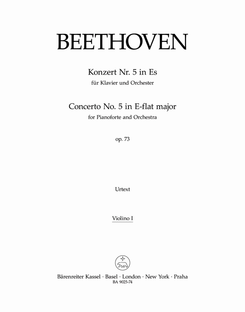 Concerto for Pianoforte and Orchestra No.5 E-flat major, Op.73 (Violin 1)