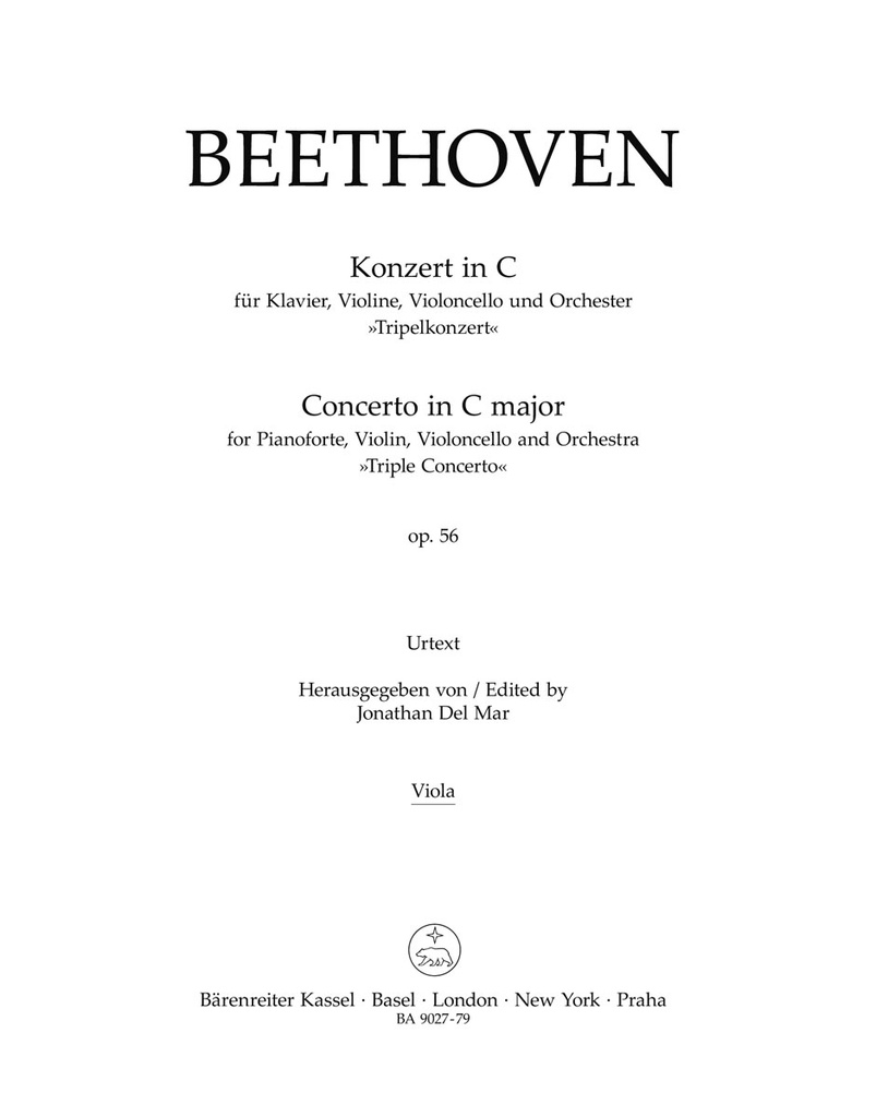 Concerto for Pianoforte, Violin, Violoncello and Orchestra C major, Op.56 'Triple Concerto' (Viola)
