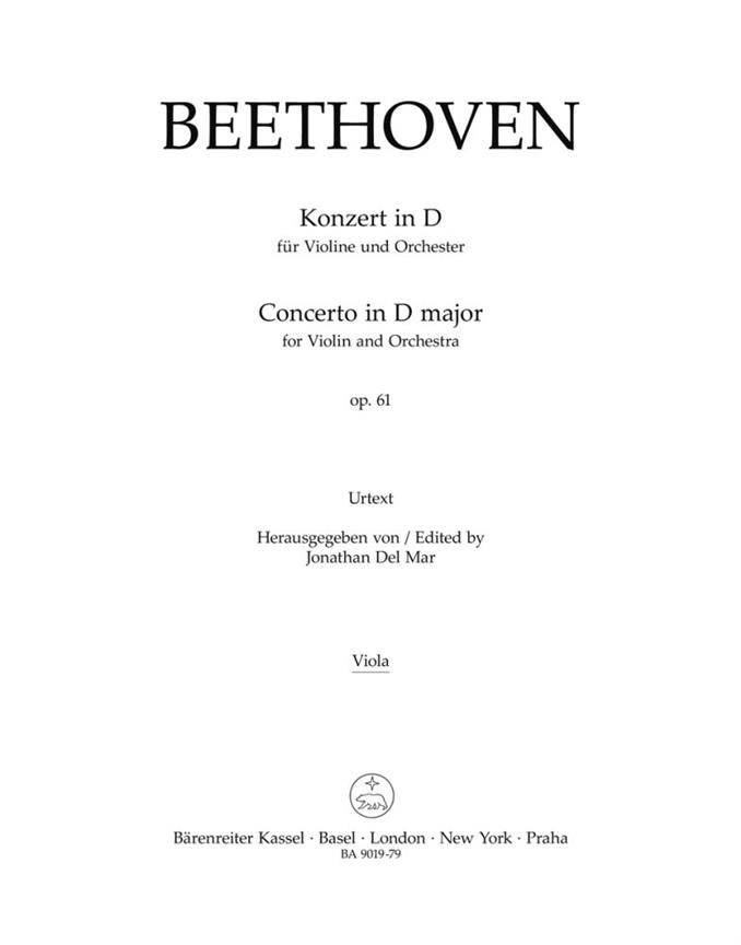 Concerto for Violin and Orchestra D major, Op.61 (Viola)