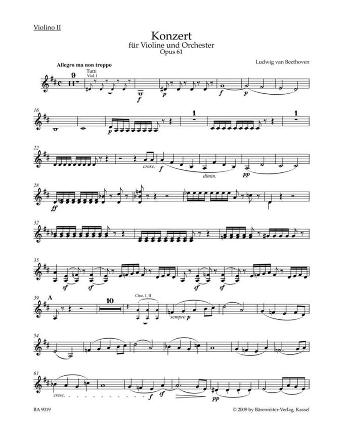 Concerto for Violin and Orchestra D major, Op.61 (Violin 2)