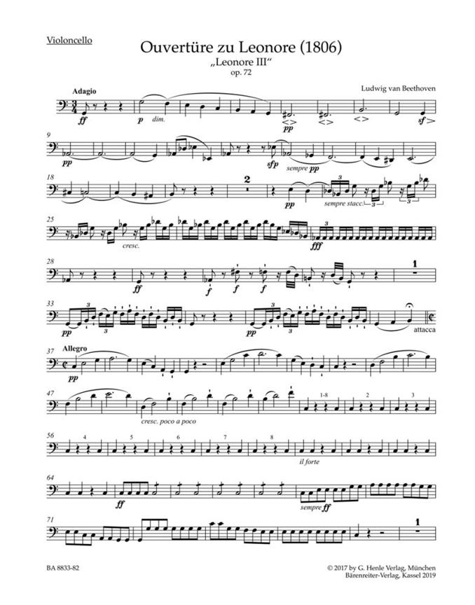 Leonore-Ouvertüre for Orchester No.3 (1806) (Cello)