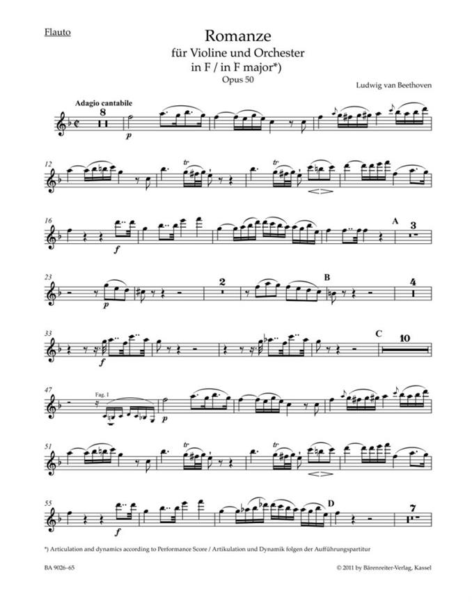 Romances in F major and G major for Violin and Orchestra, Op.50, 40 (Wind parts, Urtext edition, Anthology)