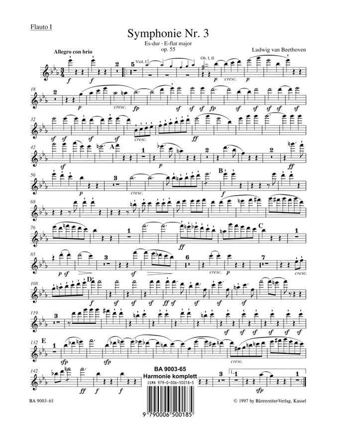 Symphony No.3 E-flat major, Op.55 'Eroica' (Wind parts, Urtext edition)