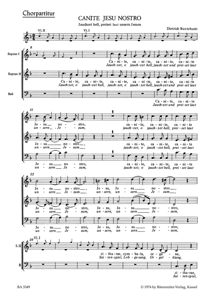 Canite Jesu nostro BuxWV 11 (Choral score)