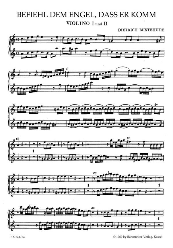 Befiehl dem Engel dass er komm, BuxWV.10 (Violin parts)