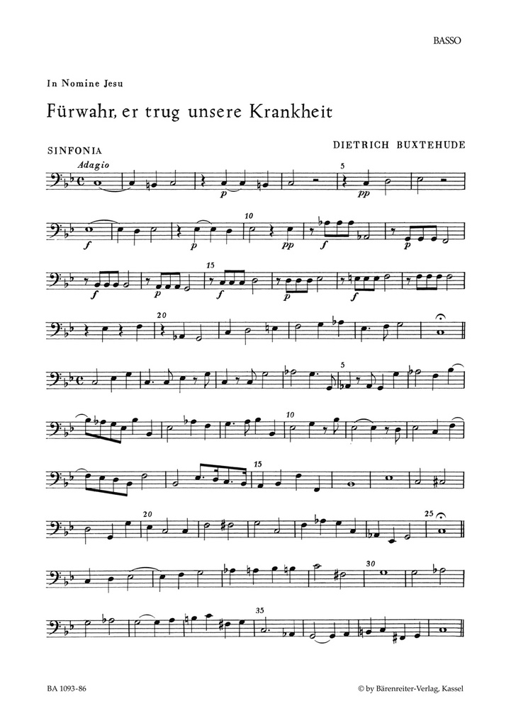 Fürwahr, er trug unsere Krankheit, BuxWV.31 (Behold, he bore all our infirmities) (Basso continuo )