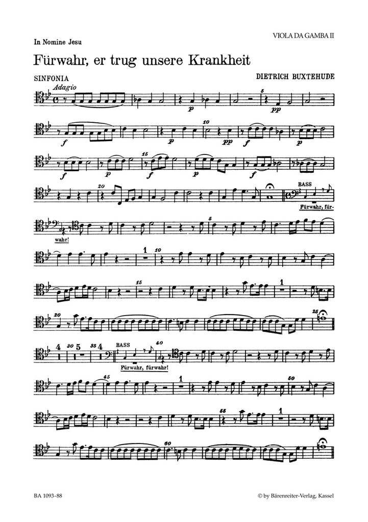 Fürwahr, er trug unsere Krankheit, BuxWV.31 (Behold, he bore all our infirmities) (Viola da Gamba 2)