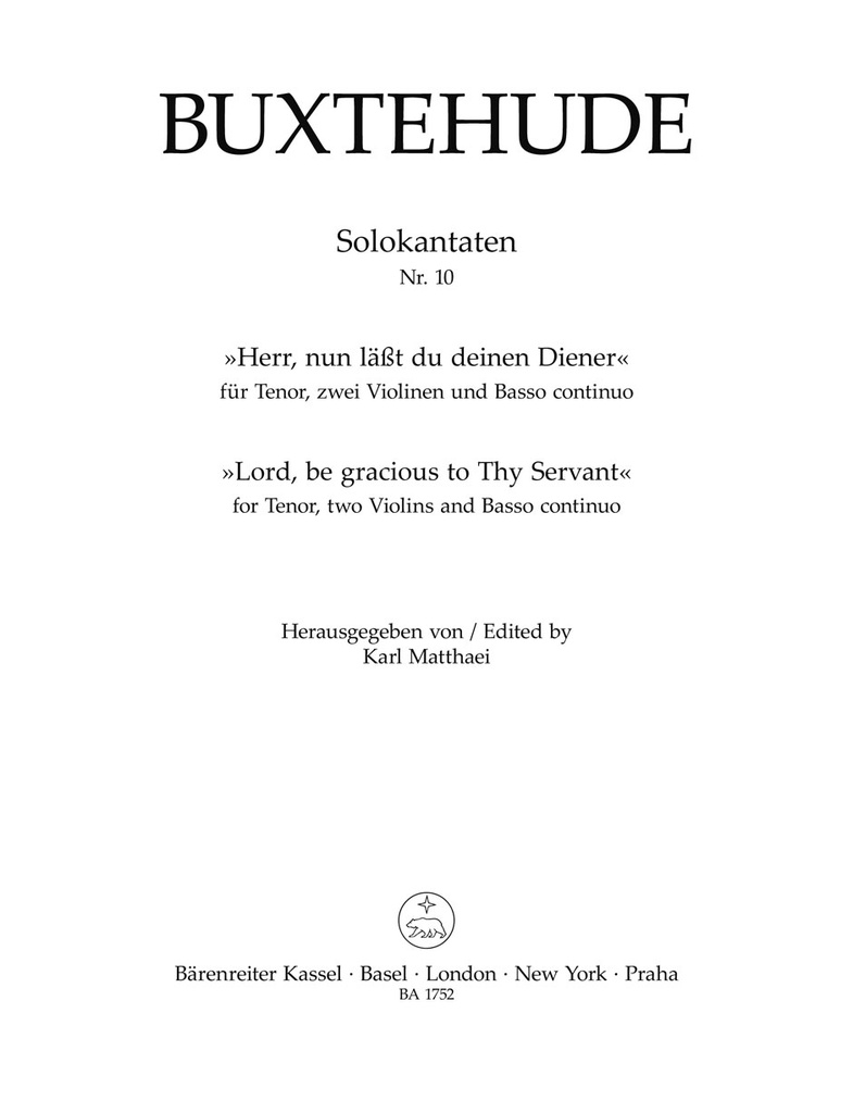 Herr, nun läßt du deinen Diener (Lord, be gracious to Thy servant) (Score & parts)