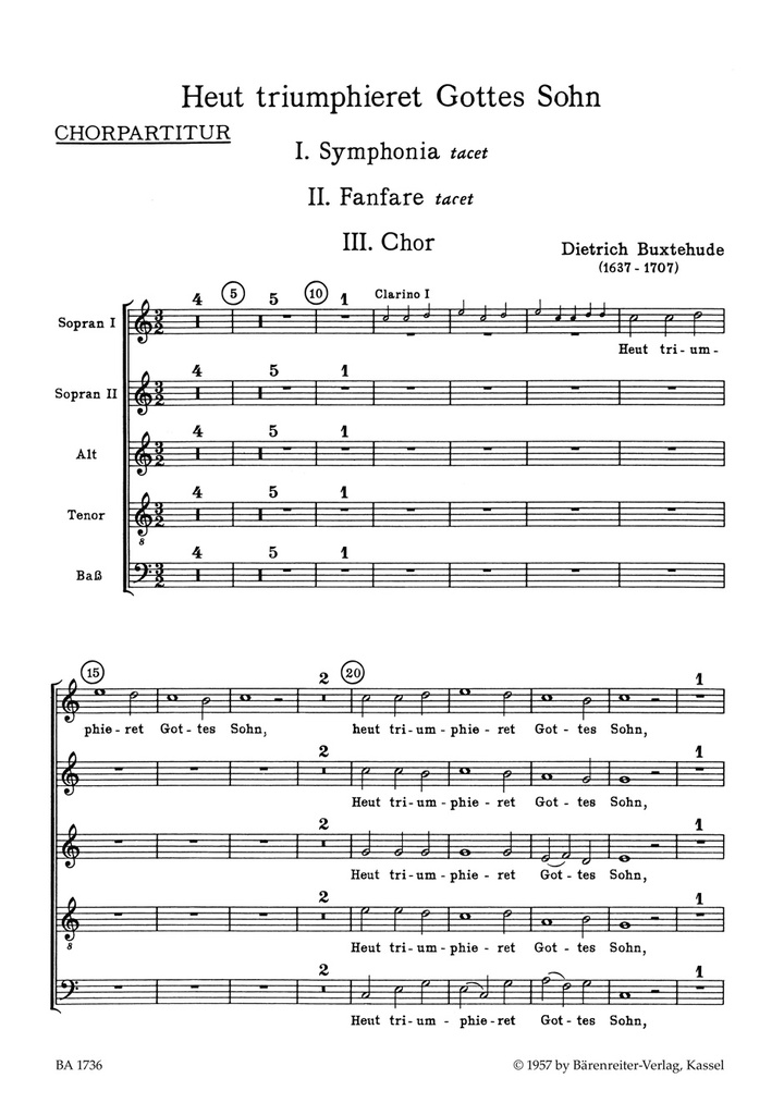 Heut triumphieret Gottes Sohn, BuxWV.43 (Choral score)