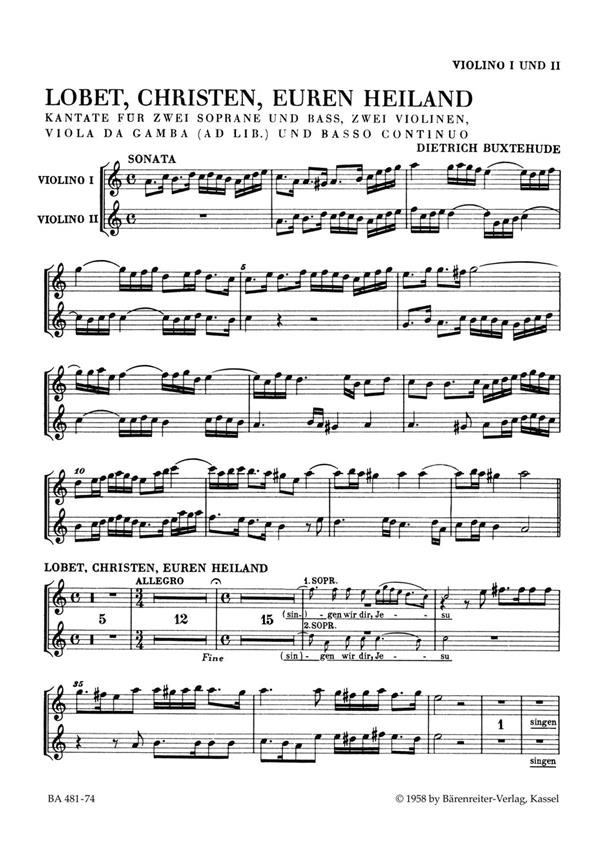 Praise him, Christians BuxWV 68 (Violin parts)