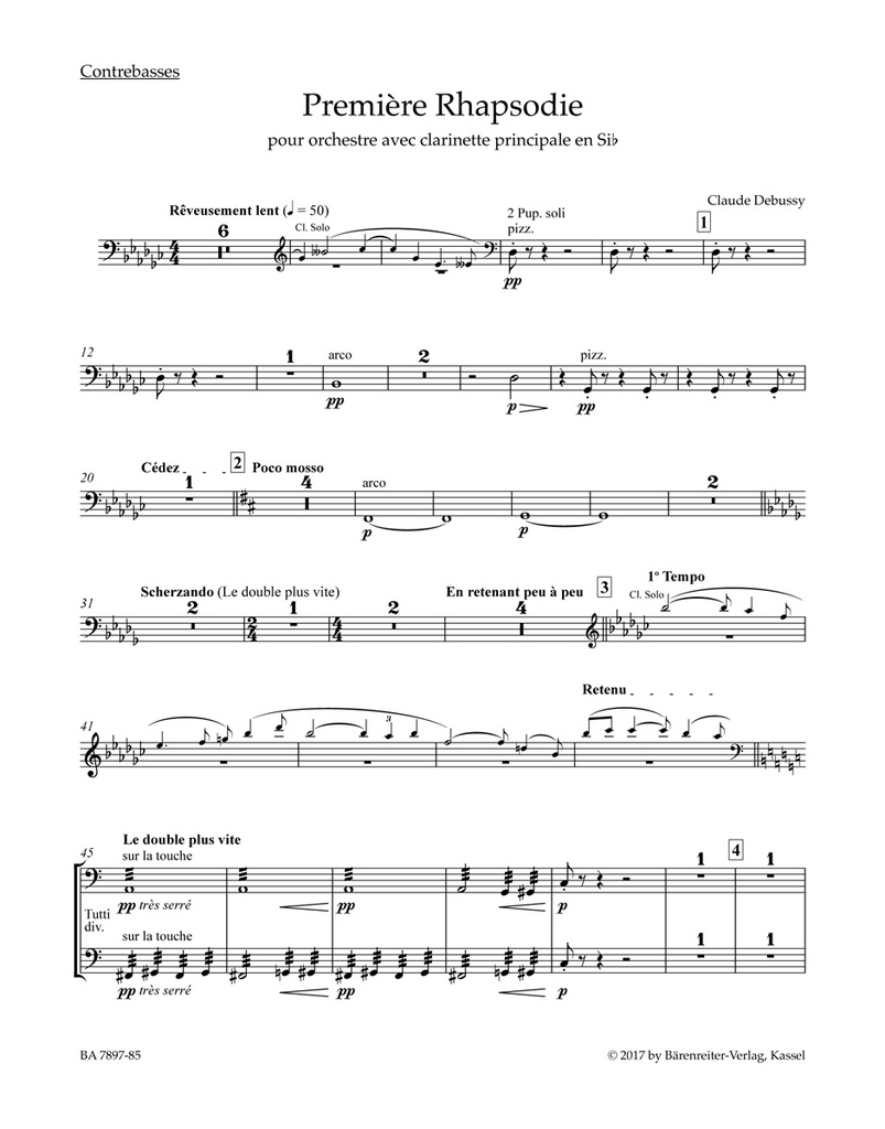 Première Rhapsodie for Orchestra with Solo Clarinet in B-flat (Cello)