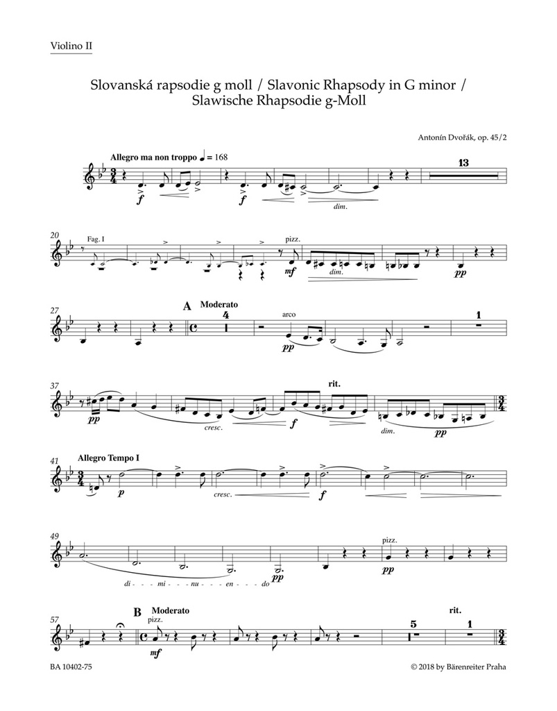 Slavonic Rhapsody G minor, Op.45/2 (Violin 1)