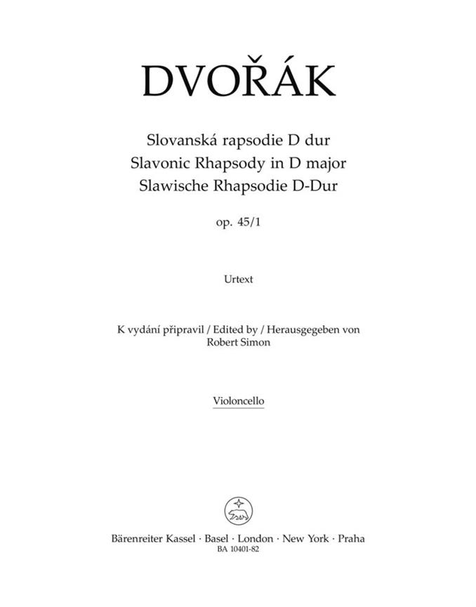 Slavonic Rhapsody No.1 D major, Op.45 (Cello)