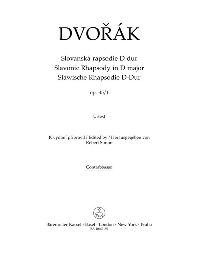 Slavonic Rhapsody No.1 D major, Op.45 (Double bass)