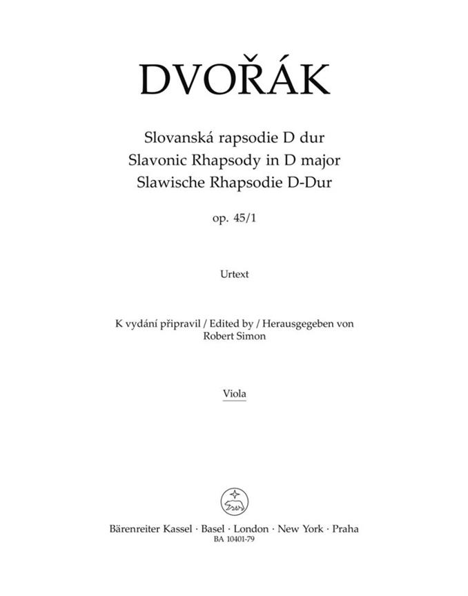 Slavonic Rhapsody No.1 D major, Op.45 (Viola)