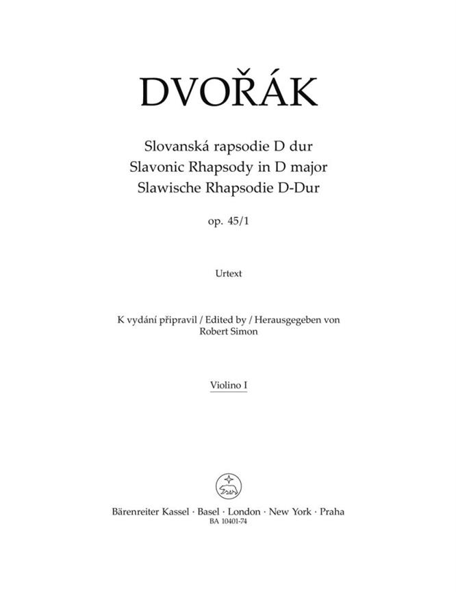 Slavonic Rhapsody No.1 D major, Op.45 (Violin 1)
