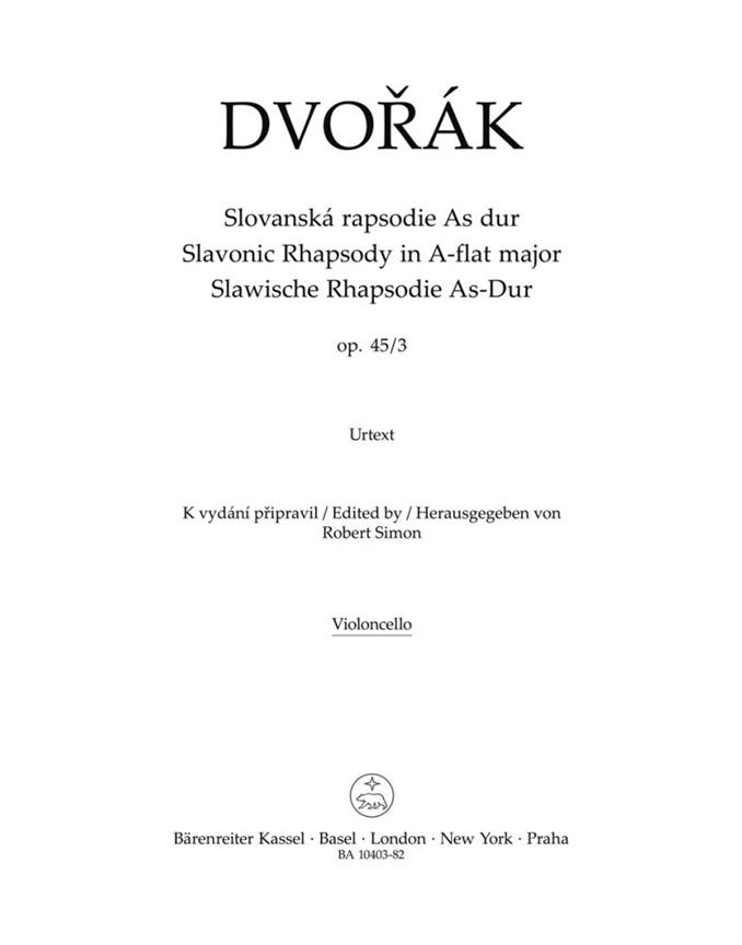 Slawische Rhapsodie As-Dur, Op.45/3 (Cello)