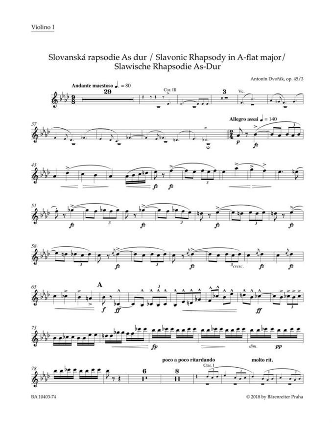 Slawische Rhapsodie As-Dur, Op.45/3 (Violin 1)