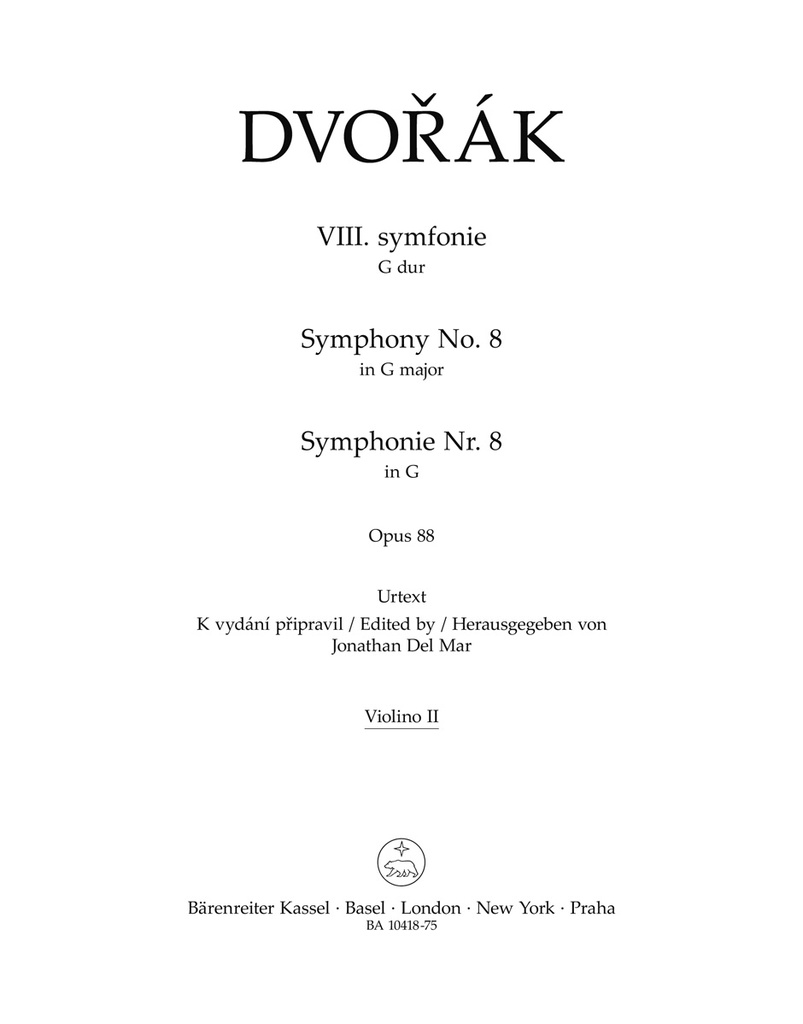 Symphony No.8 G major, Op.88 (Wind parts, Urtext edition)