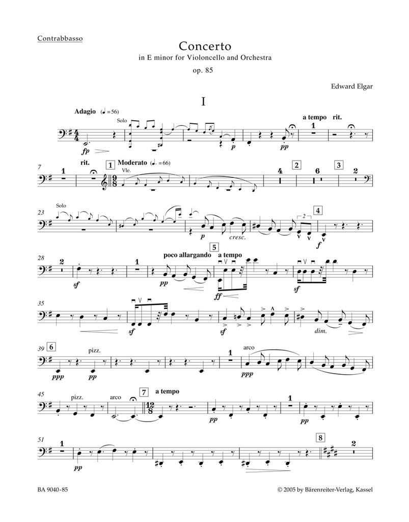 Concerto for Violoncello and Orchestra E minor, Op.85 (Double bass)