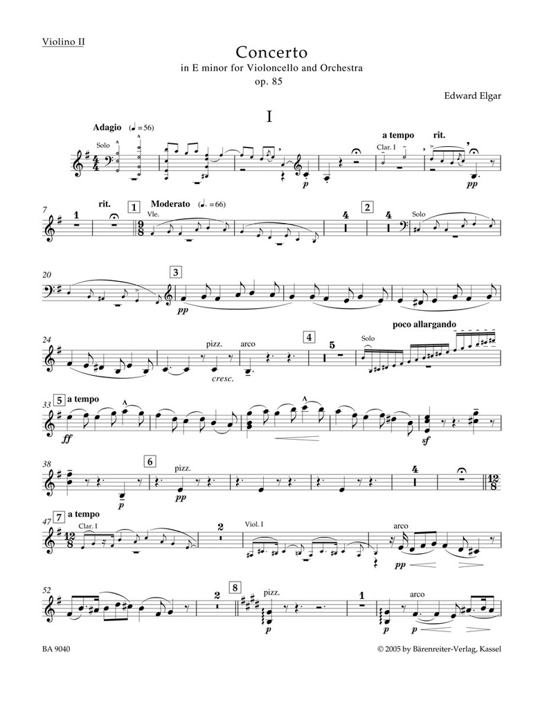 Concerto for Violoncello and Orchestra E minor, Op.85 (Violin 2)