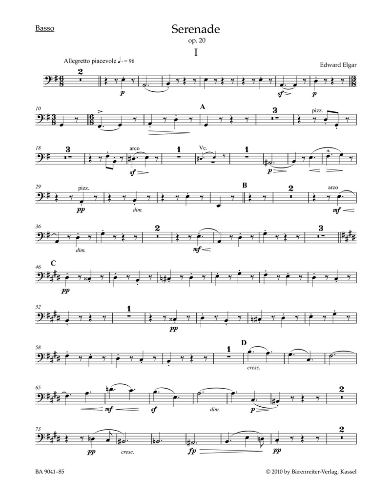 Serenade for Strings, Op.20 (Basso)