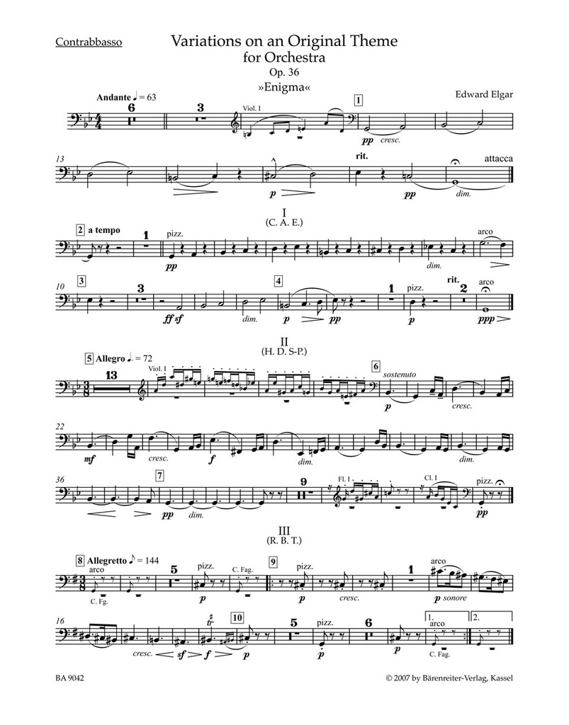Variations on an Original Theme for Orchestra, Op.36 'Enigma' (Double bass)