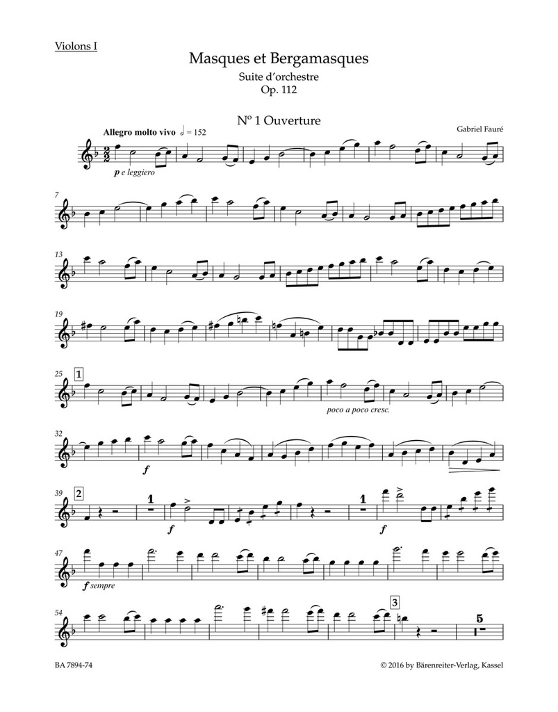 Masques et Bergamasques, Op.112 (Violin 1)