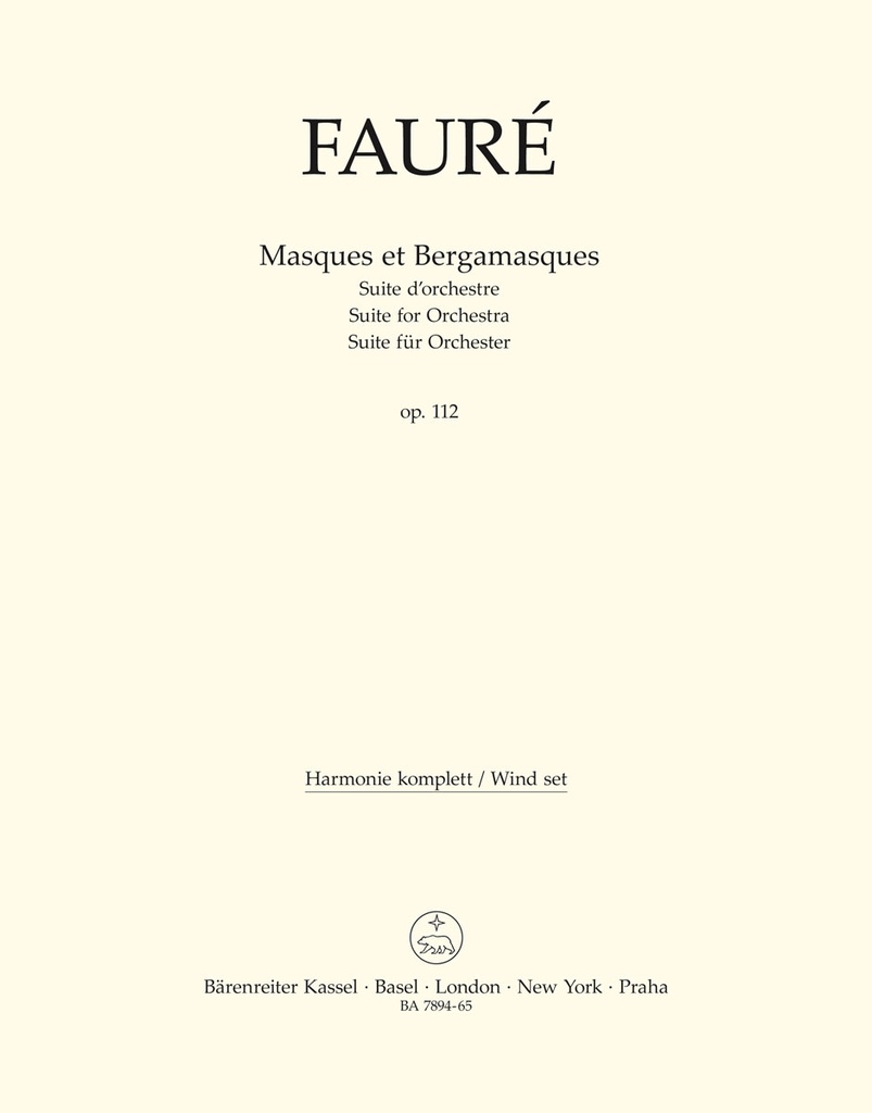 Masques et Bergamasques, Op.112 (Wind parts, Urtext edition)