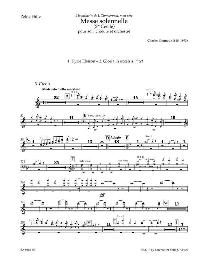 Messe solennelle (Ste Cecile) for Soloists, Choir and Orchestra (Wind parts, Urtext edition)