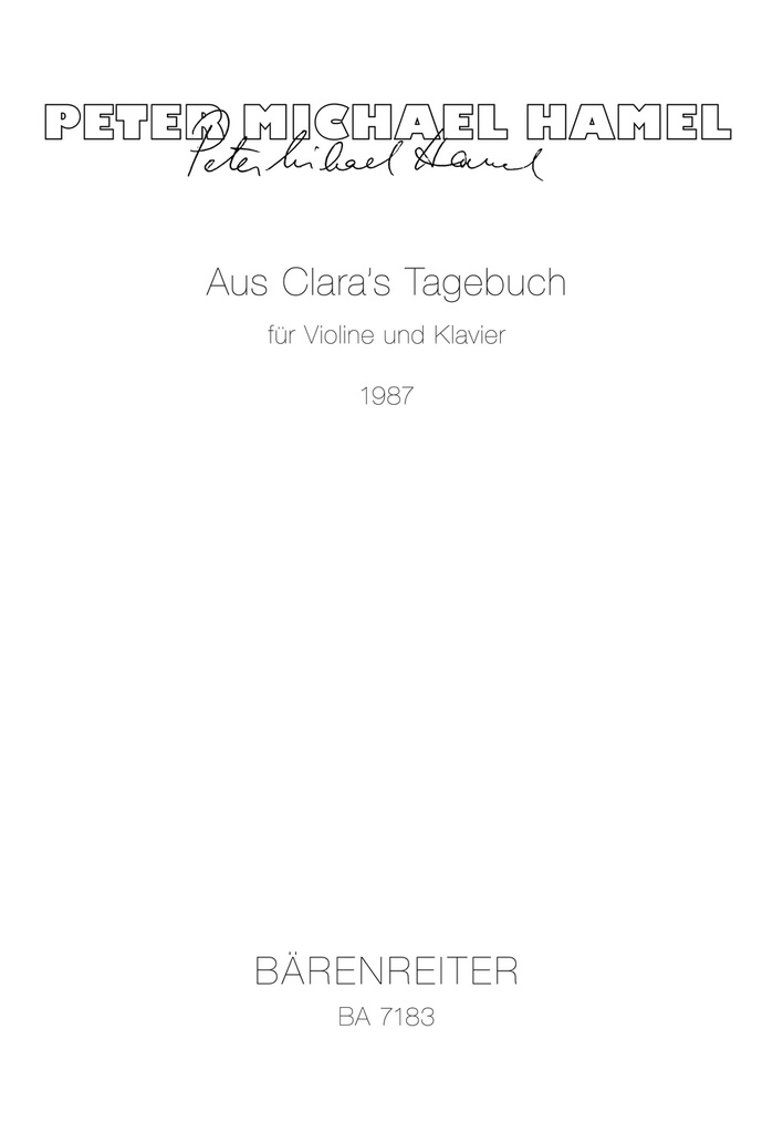 Aus Claras Tagebuch (1987) (Score & parts)