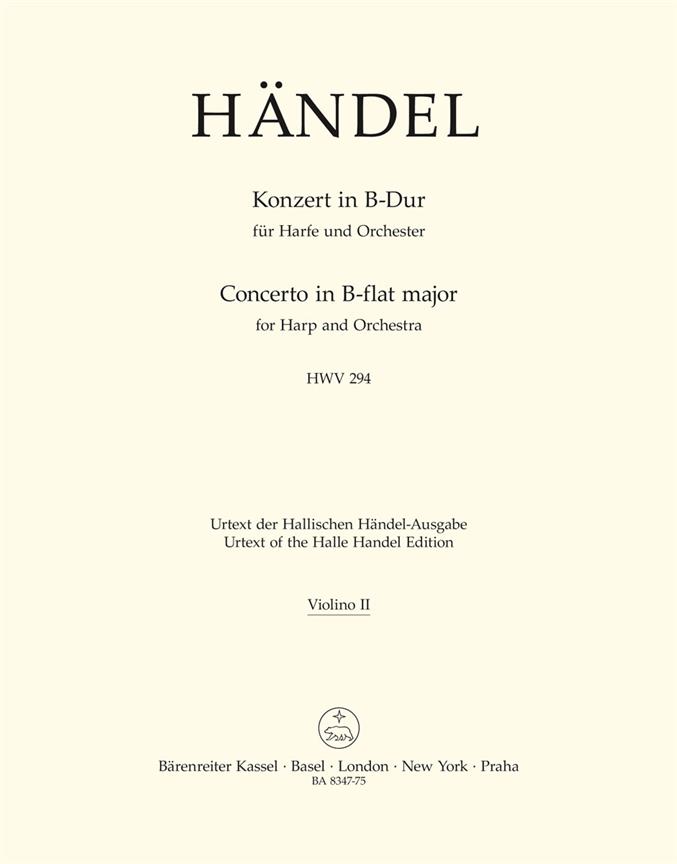 Concerto for Harp and Orchestra B-flat major, Op.4/6, HWV.294 (Violin 2)
