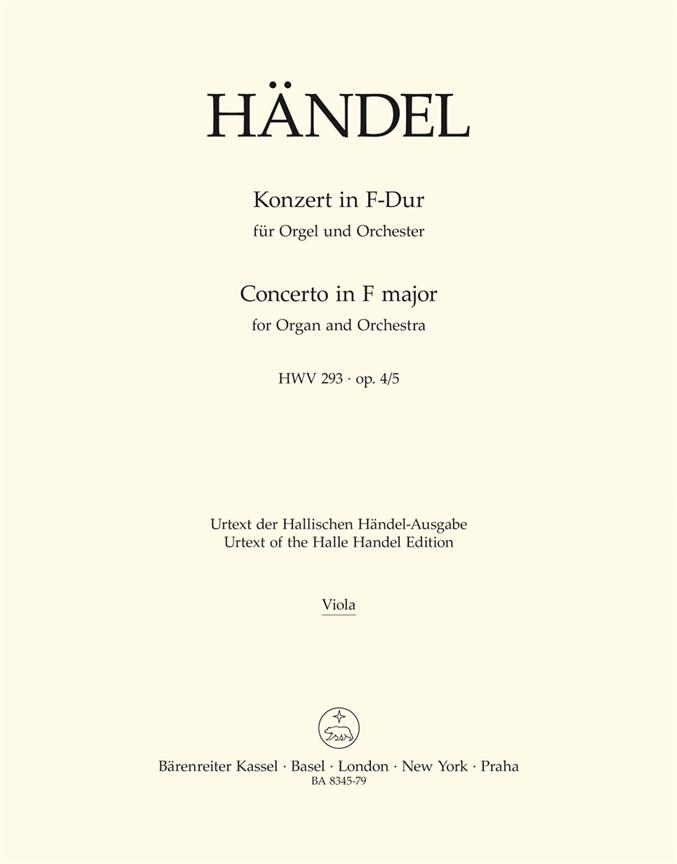 Concerto for Organ and Orchestra F major, Op.4/5, HWV.293 (Viola)