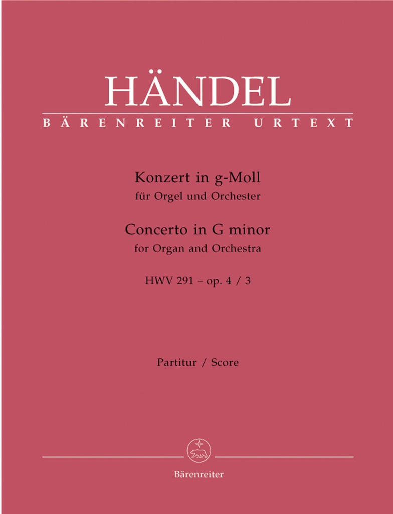 Concerto for Organ and Orchestra G Minor, Op.4/3, HWV.291 (Full score, Urtext edition)