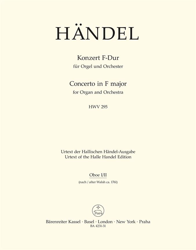 Concerto for Organ and Orchestra No.13 F major, HWV.295 'The Cuckoo and the Nightingale' (Oboe 1 & 2)