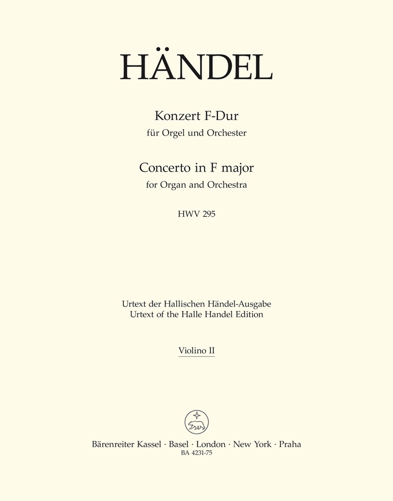 Concerto for Organ and Orchestra No.13 F major, HWV.295 'The Cuckoo and the Nightingale' (Violin 2)