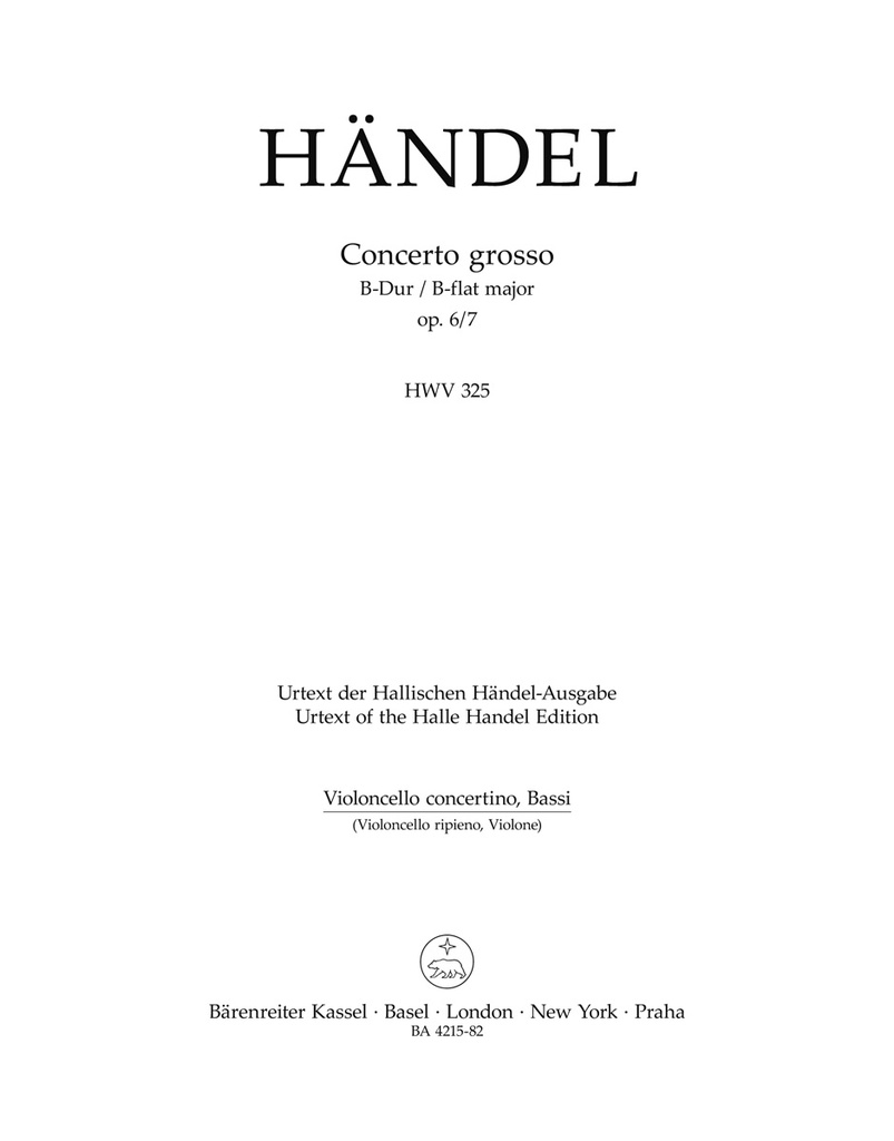 Concerto grosso B-Dur, Op.6/7, HWV.325 (Cello Solo)