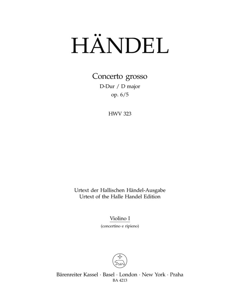 Concerto grosso D-Dur, Op.6/5, HWV.323 (Violin 1)
