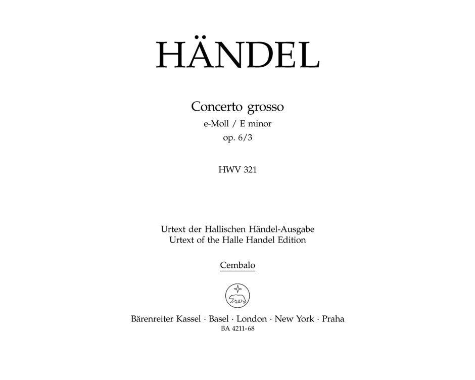 Concerto grosso e-Moll, Op.6/3, HWV.321 (Harpsichord)