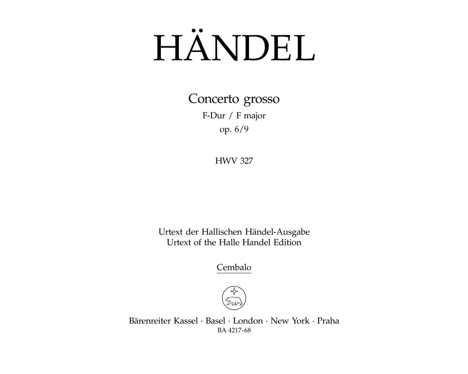 Concerto grosso F major, Op.6/9, HWV.327 (Harpsichord)