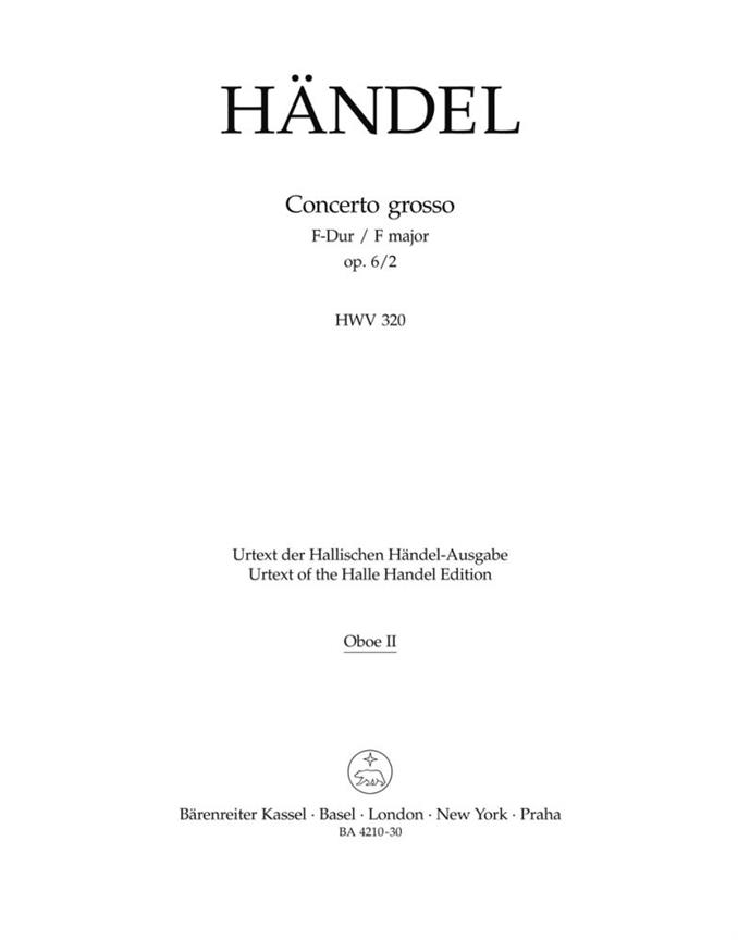 Concerto grosso F-Dur, Op.6/2, HWV.320 (Oboe)
