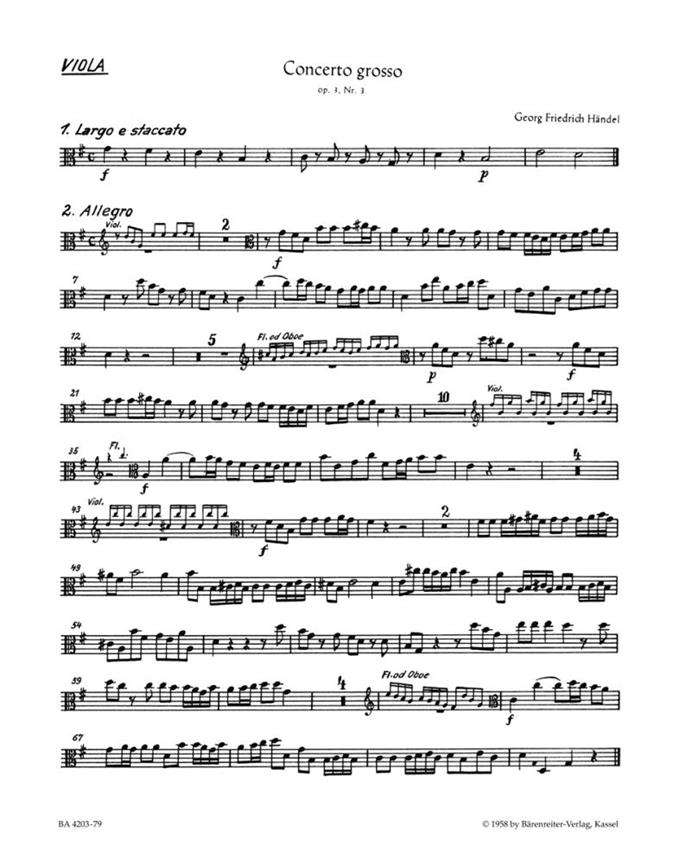 Concerto grosso G-Dur, Op.3/3, HWV.314 (Viola)